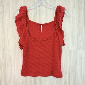 Free People Knit Top Womens Medium (Fits S/XS) Ruffle Strap Crop Tank Ruffles